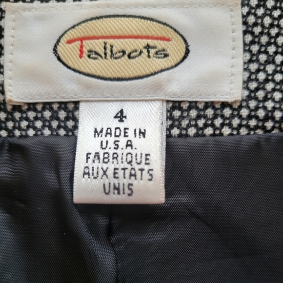Talbots Black & White Wool Blend Open Blazer Jacket Size 4 - Picture 3 of 4
